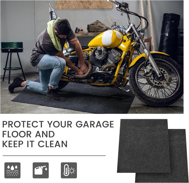 Datanly 2 Pcs Garage Floor Mat 29 x 36 Inch Oil Spill Mat Oil Absorbent Pads Reusable, Washable, Waterproof Backing Contains Liquids, Protects Garage Floor or Driveway Surface, Black - Image 5